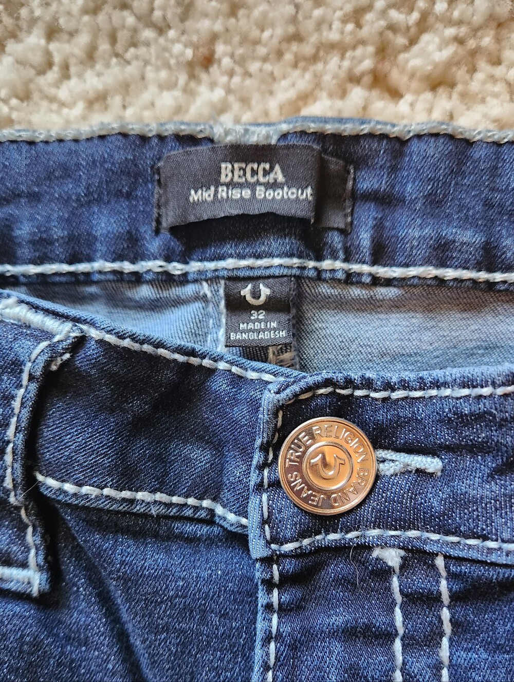 True Religion Women's Dark Blue Becca Mid Rise Bootcut Jeans - Picture 3 of 12